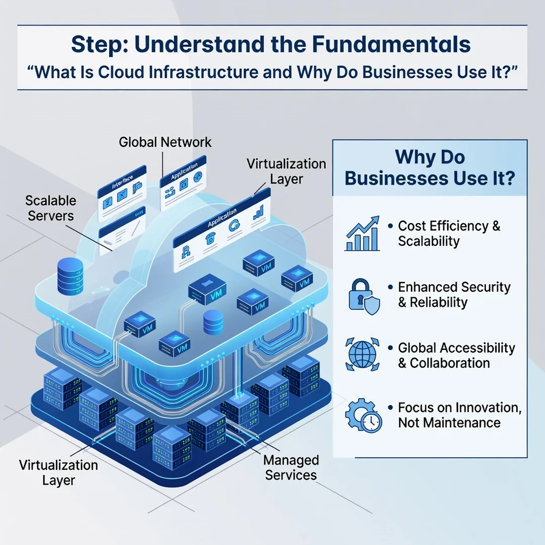Step 1: Illustration for step: Understand the fundamentals related to What Is Cloud Infrastructure and Why D