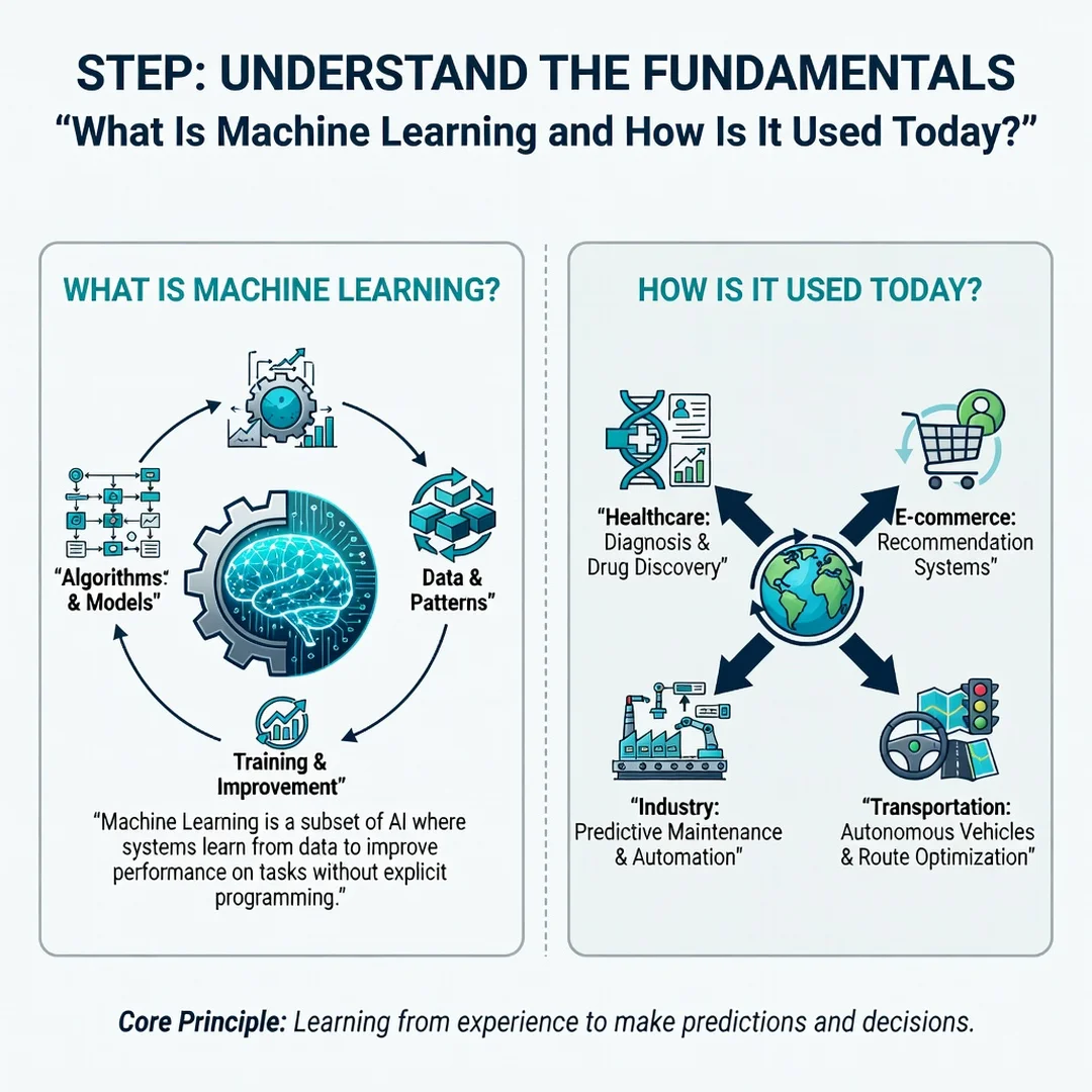 Step 1: Illustration for step: Understand the fundamentals related to What Is Machine Learning and How Is It