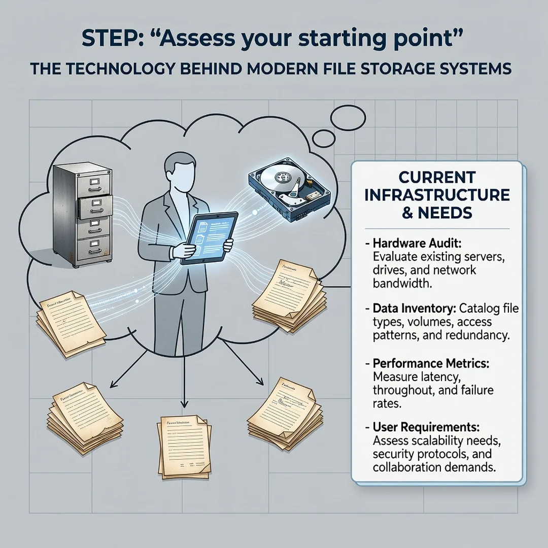 Step 2: Illustration for step: Assess your starting point related to The Technology Behind Modern File Stora