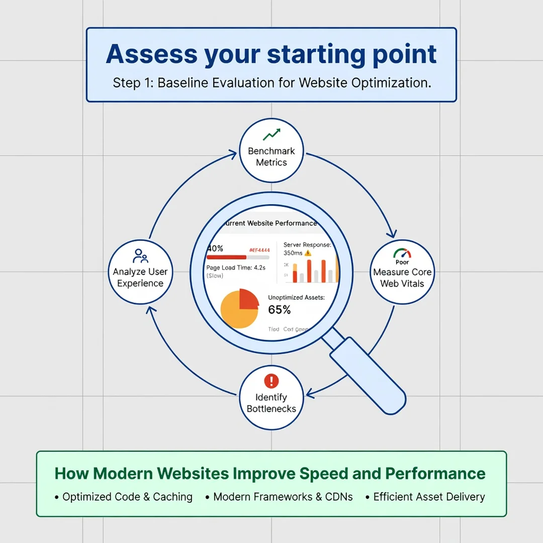 Step 2: Illustration for step: Assess your starting point related to How Modern Websites Improve Speed and P