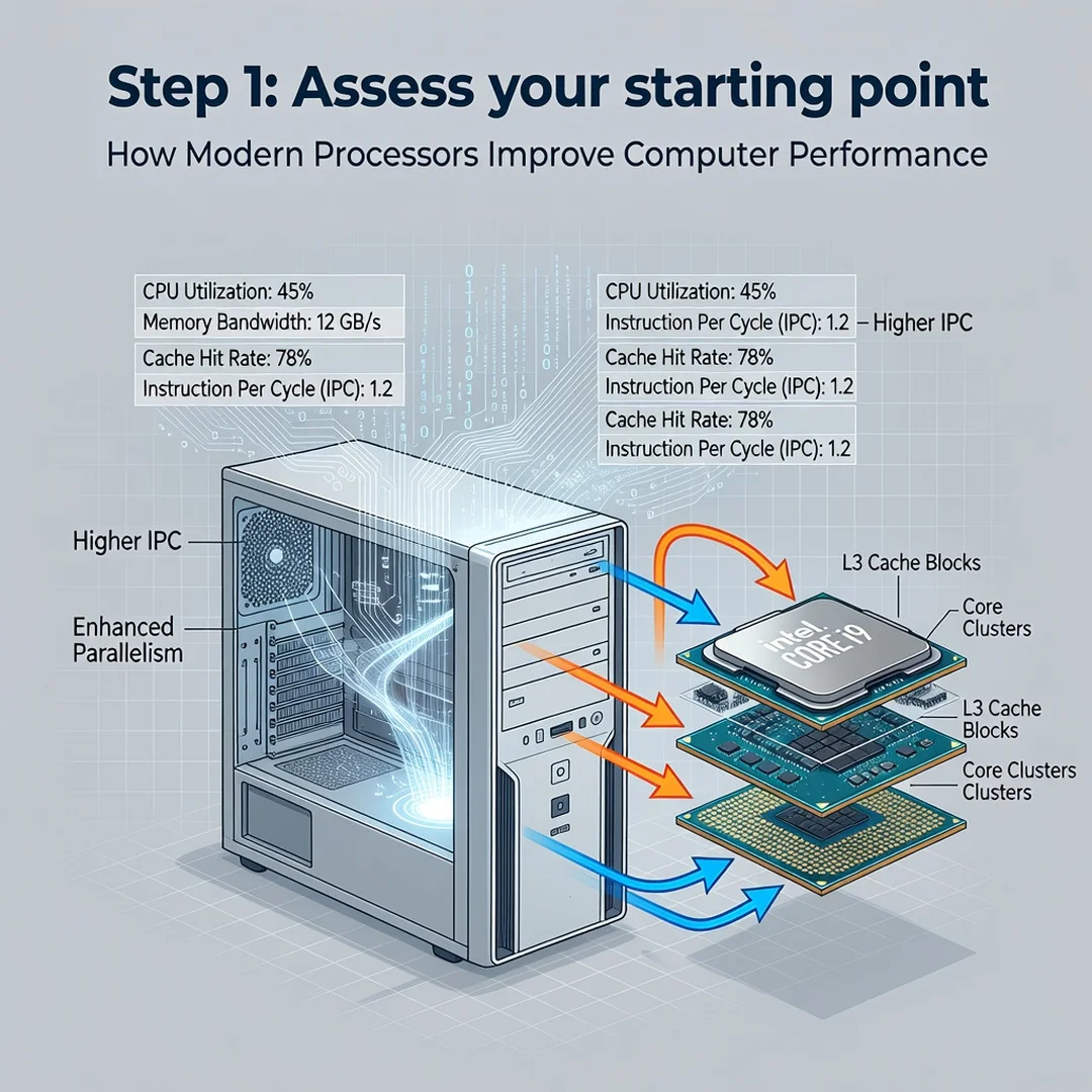 Step 2: Illustration for step: Assess your starting point related to How Modern Processors Improve Computer
