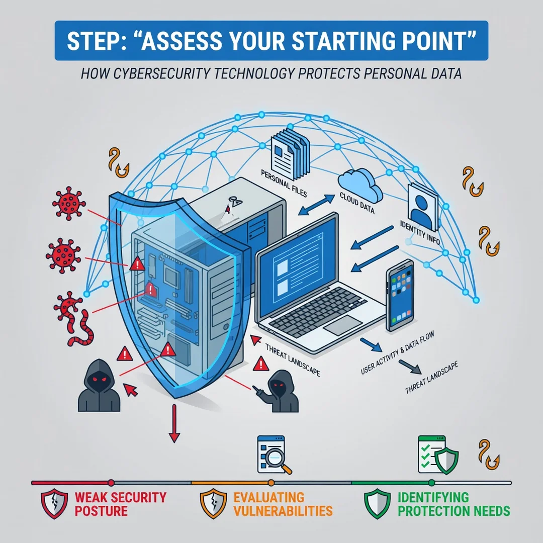 Step 2: Illustration for step: Assess your starting point related to How Cybersecurity Technology Protects P