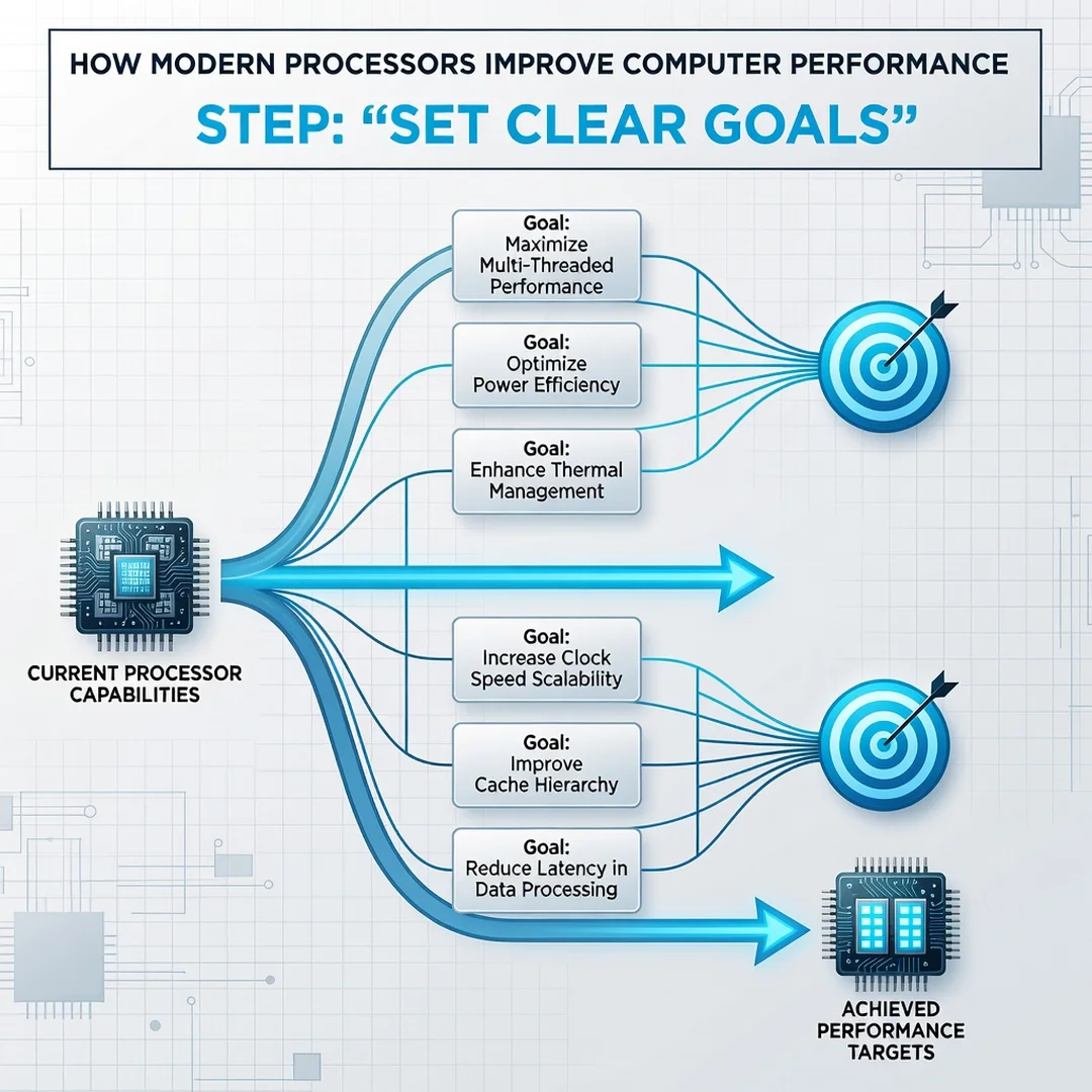 Step 3: Illustration for step: Set clear goals related to How Modern Processors Improve Computer Performance