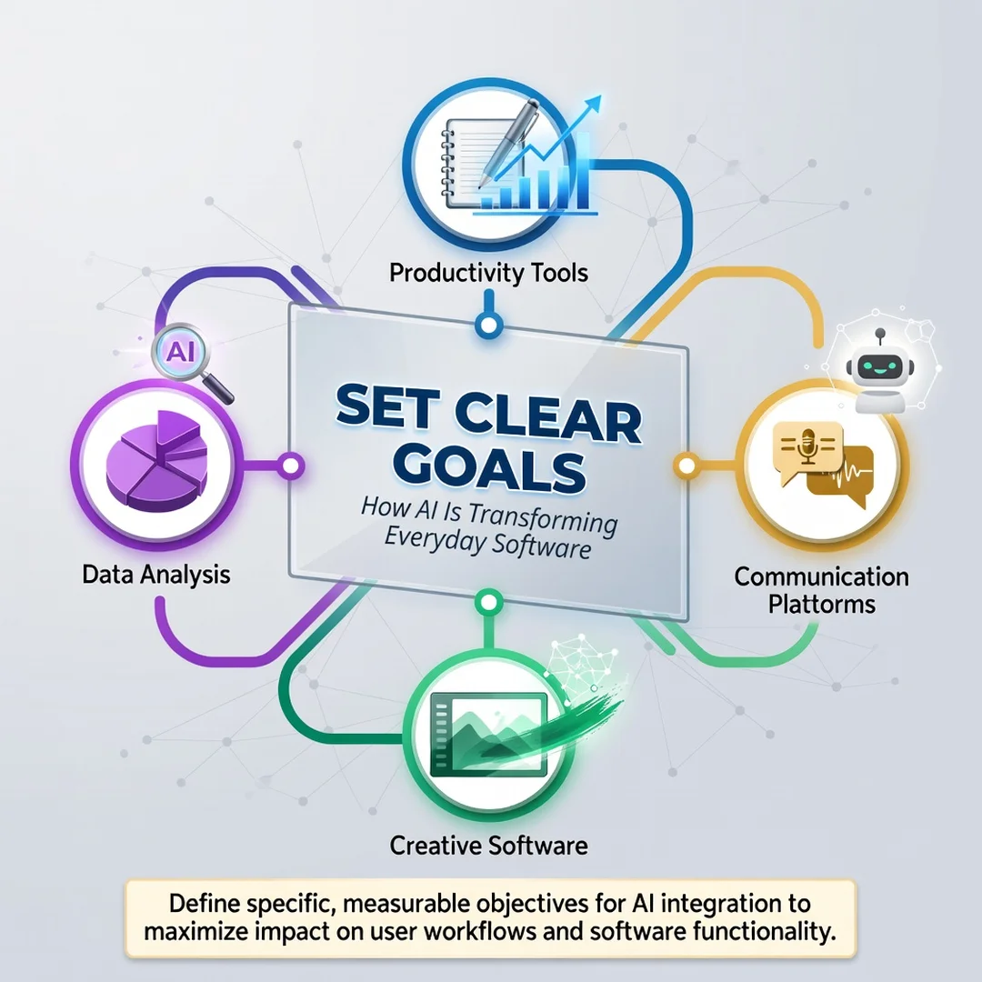 Step 3: Illustration for step: Set clear goals related to How AI Is Transforming Everyday Software, professi