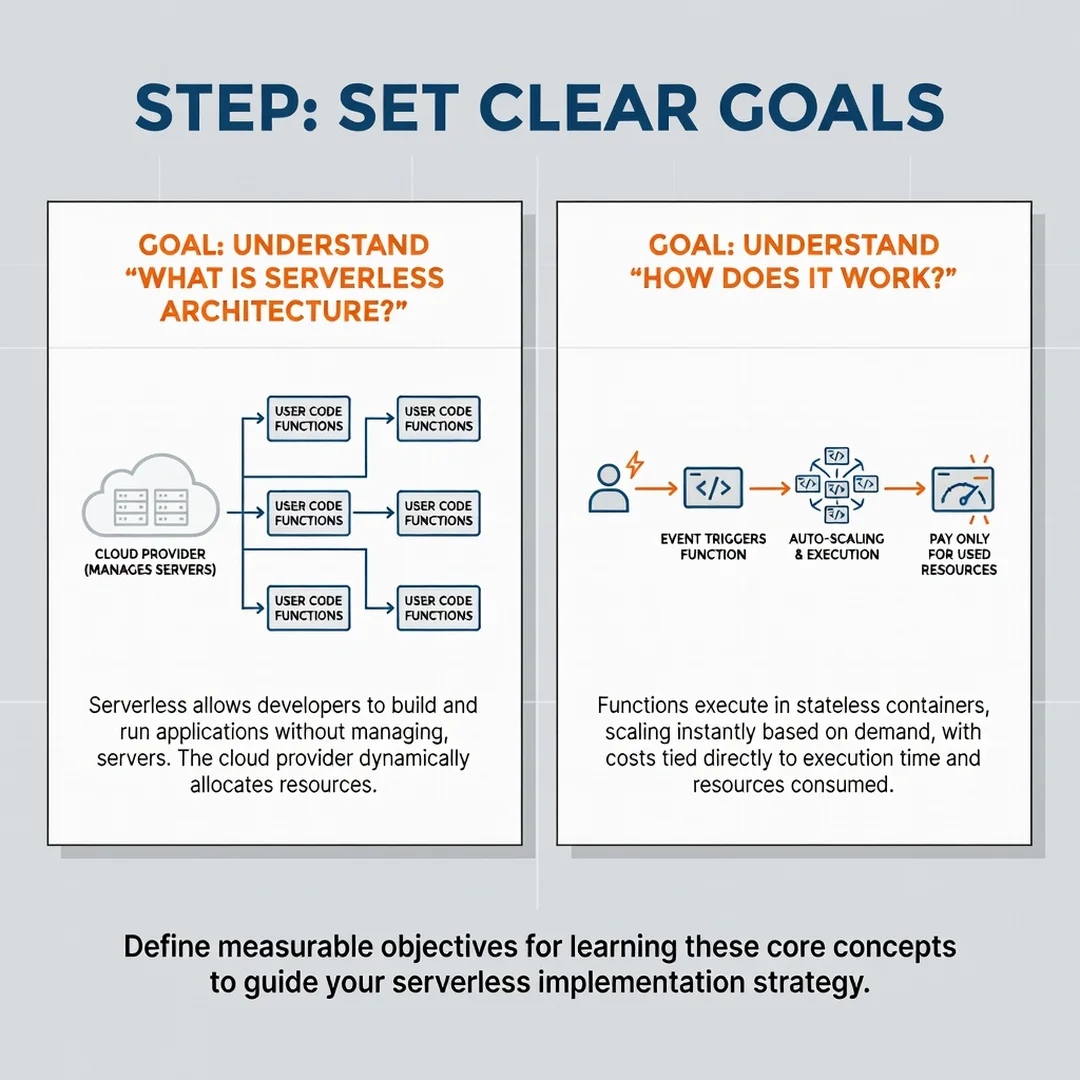Step 3: Illustration for step: Set clear goals related to What Is Serverless Architecture and How Does It Wo