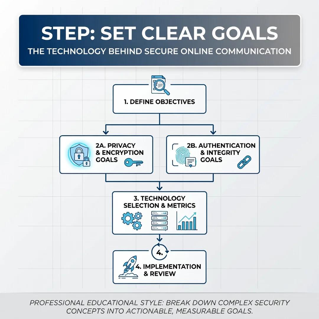 Step 3: Illustration for step: Set clear goals related to The Technology Behind Secure Online Communication,