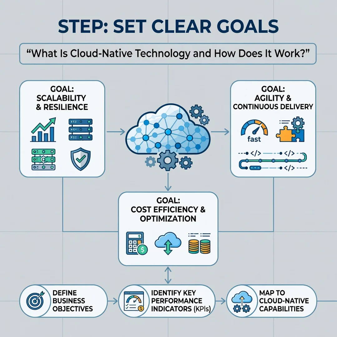 Step 3: Illustration for step: Set clear goals related to What Is Cloud-Native Technology and How Does It Wo