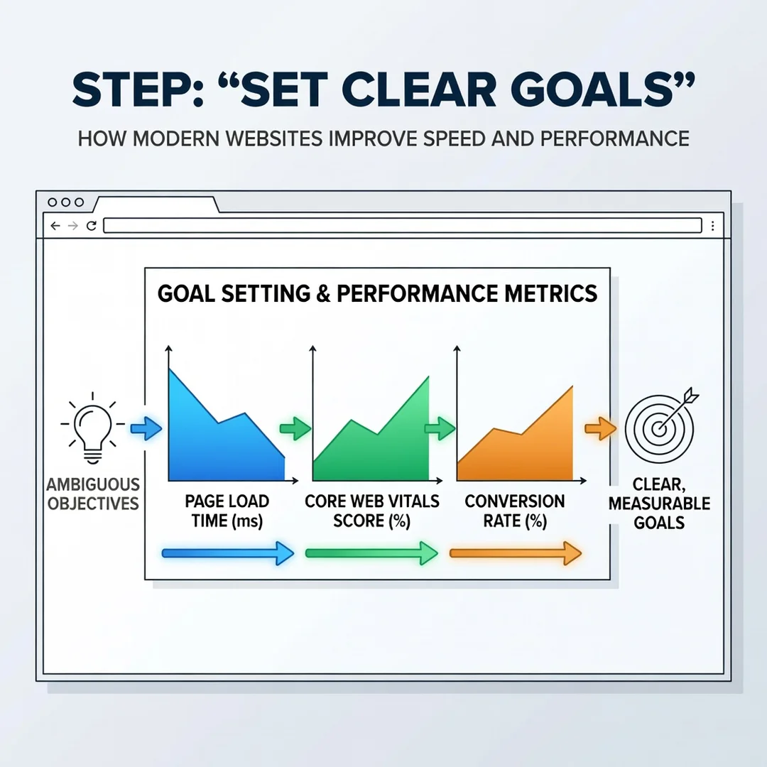 Step 3: Illustration for step: Set clear goals related to How Modern Websites Improve Speed and Performance,
