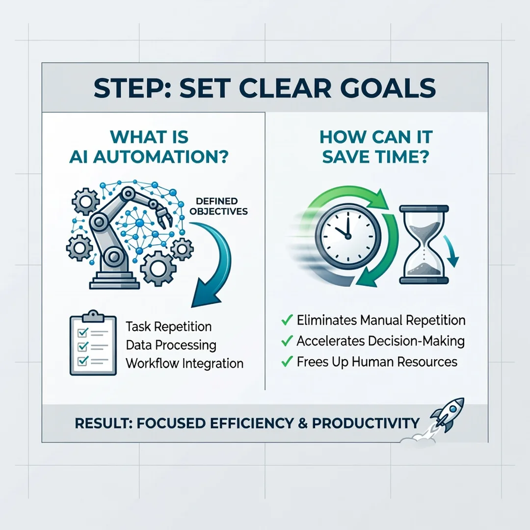 Step 3: Illustration for step: Set clear goals related to What Is AI Automation and How Can It Save Time, pr