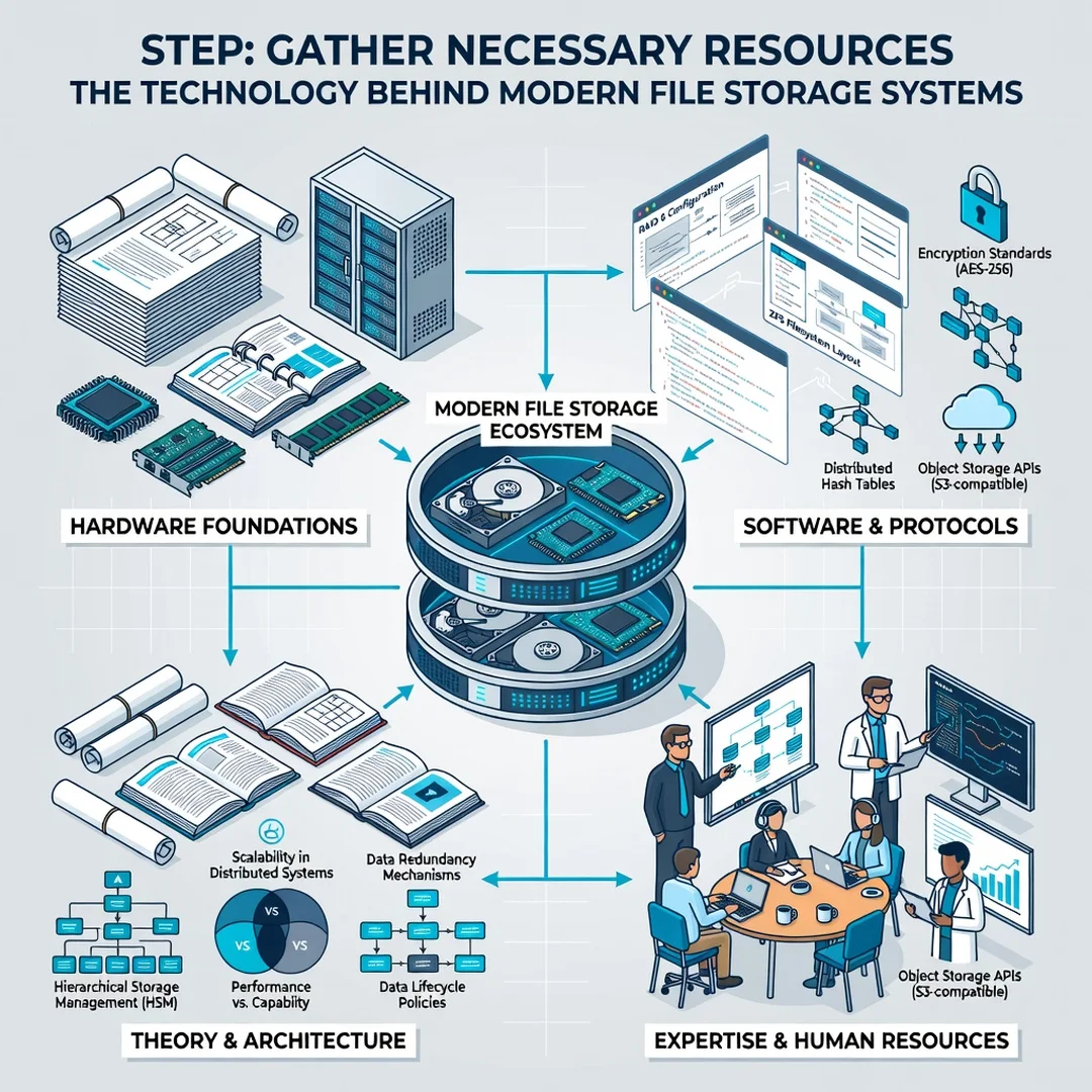 Step 4: Illustration for step: Gather necessary resources related to The Technology Behind Modern File Stora