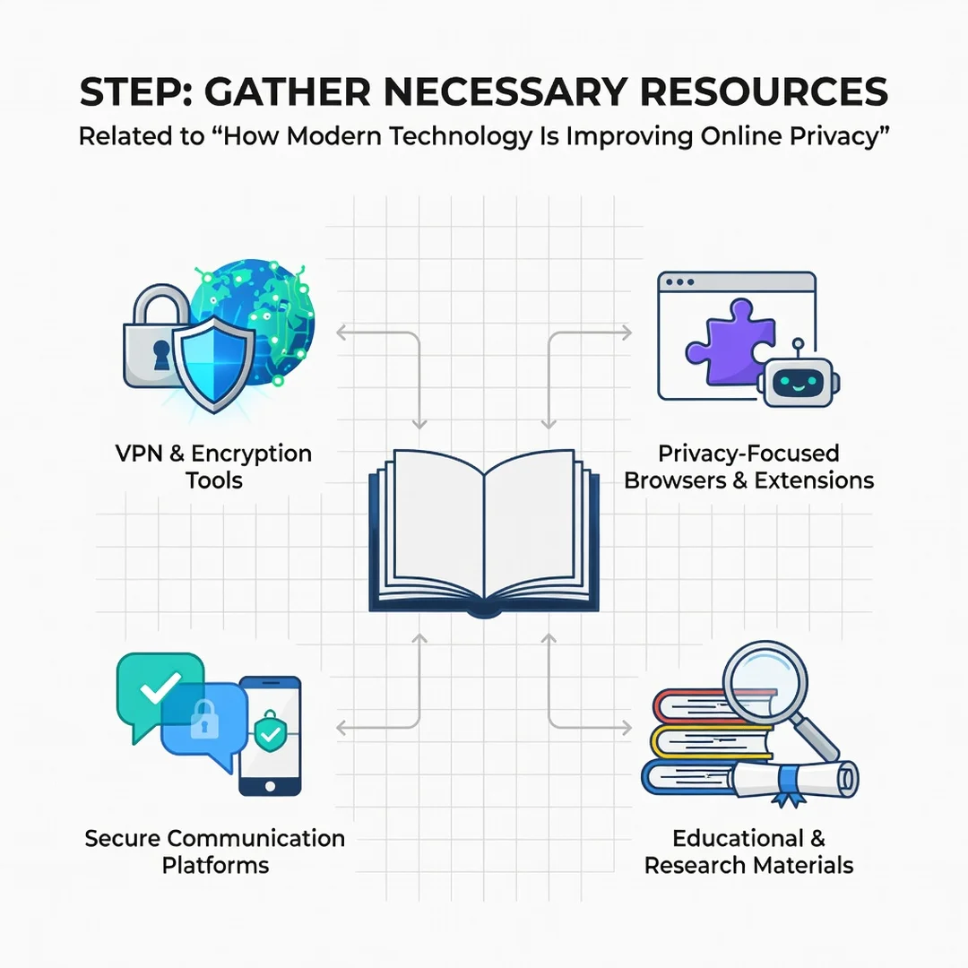 Step 4: Illustration for step: Gather necessary resources related to How Modern Technology Is Improving Onli