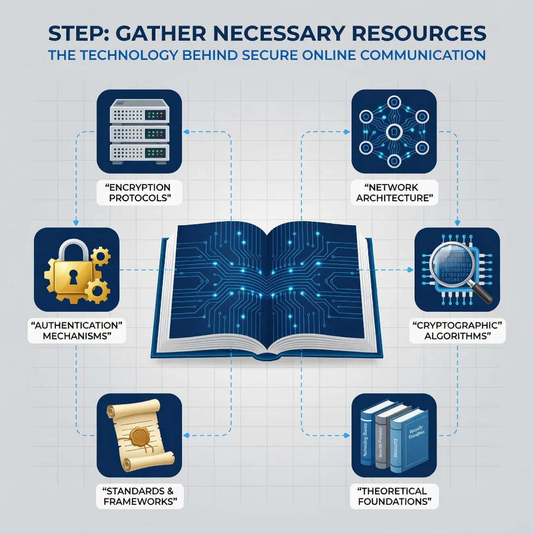 Step 4: Illustration for step: Gather necessary resources related to The Technology Behind Secure Online Com