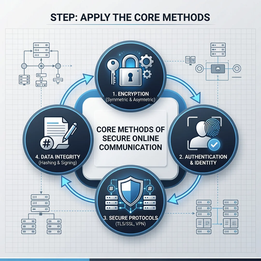 Step 5: Illustration for step: Apply the core methods related to The Technology Behind Secure Online Communi